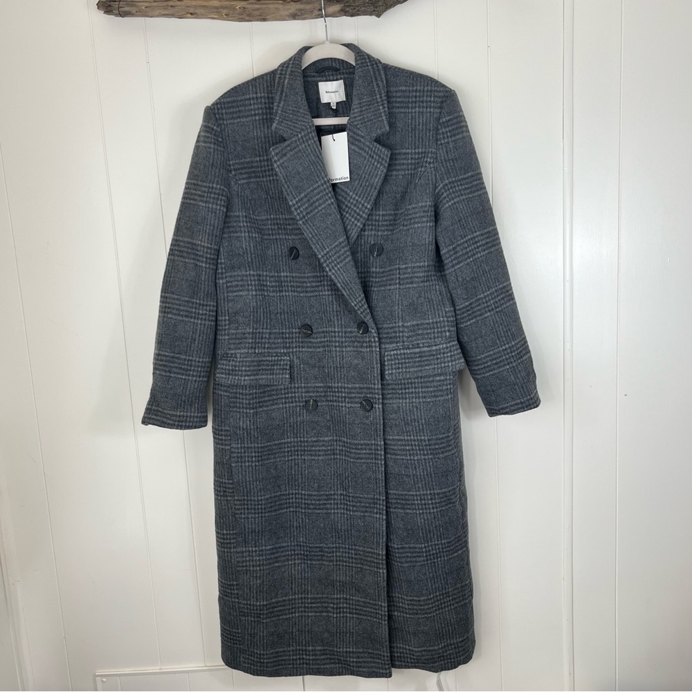 Reformation Charcoal Plaid Lucas Coat